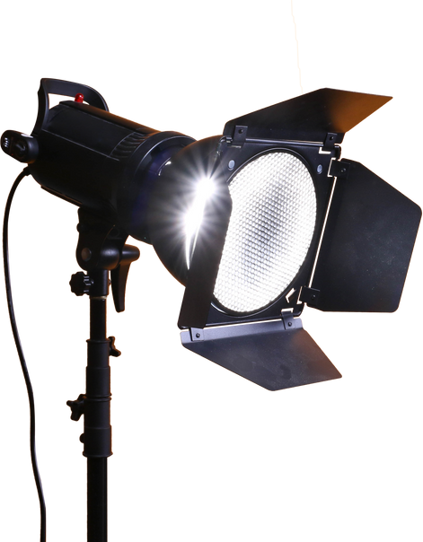 studio strobe flash light focusing with transparent background