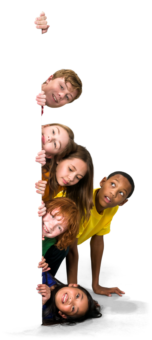 Kids Peeking Behind a Wall Cutout